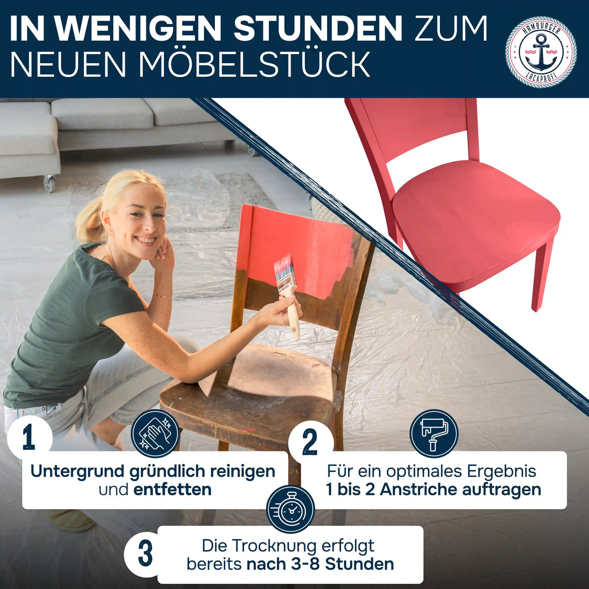 Hamburger Lack-Profi Möbelfarbe ohne Schleifen - Möbellack Hamburger Lack-Profi